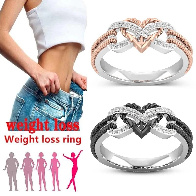 Yoga Fitness Ring - Black Rose Gold Color Heart Rings