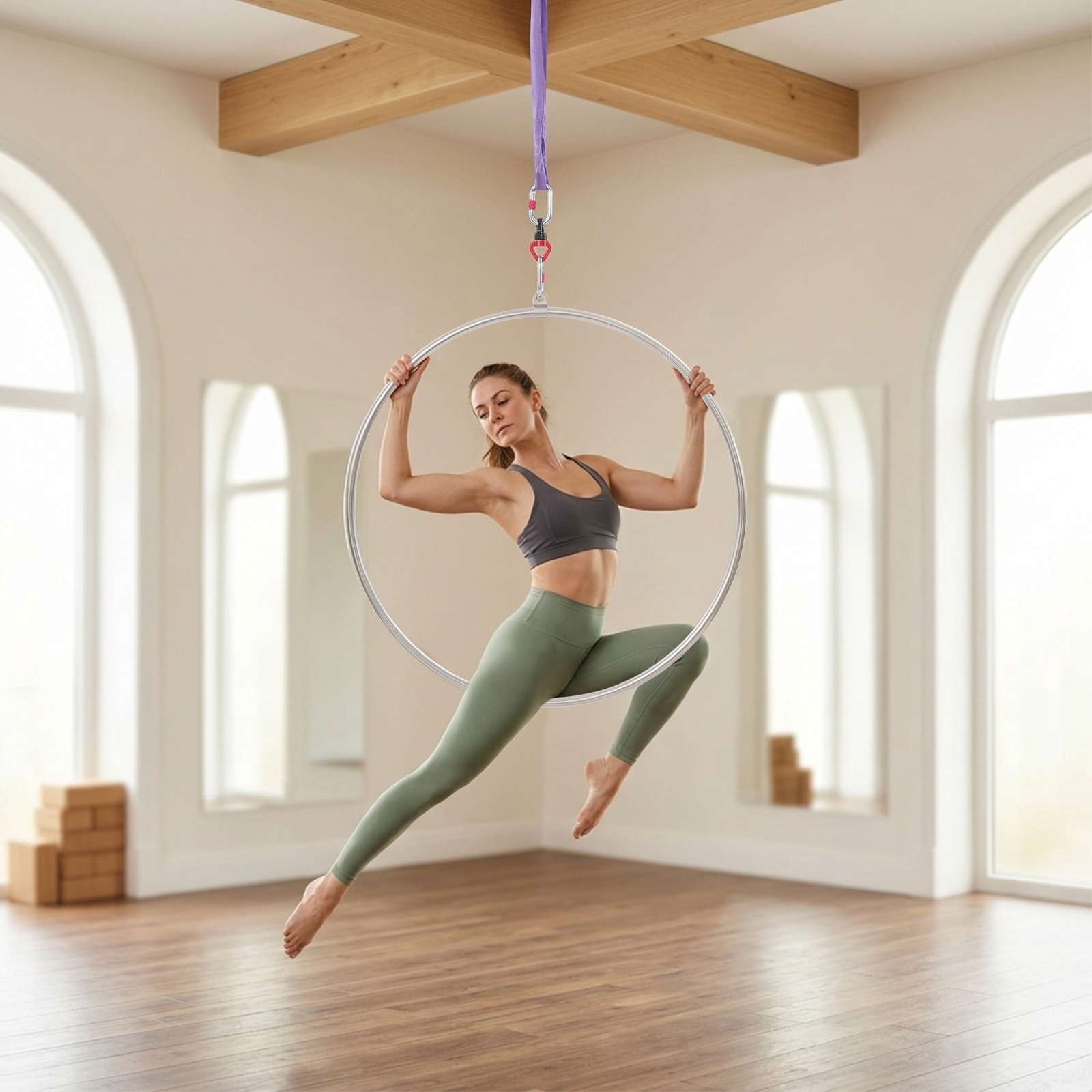 Aerial Hoop Set, 95CM 37.4 Inc - Yoga Fitness Ring ulasan dan harga