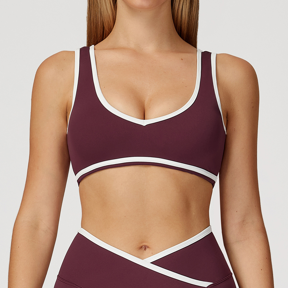 V-Neck Sports Bra Women Top Pu - Yoga Fitness Body ulasan dan harga
