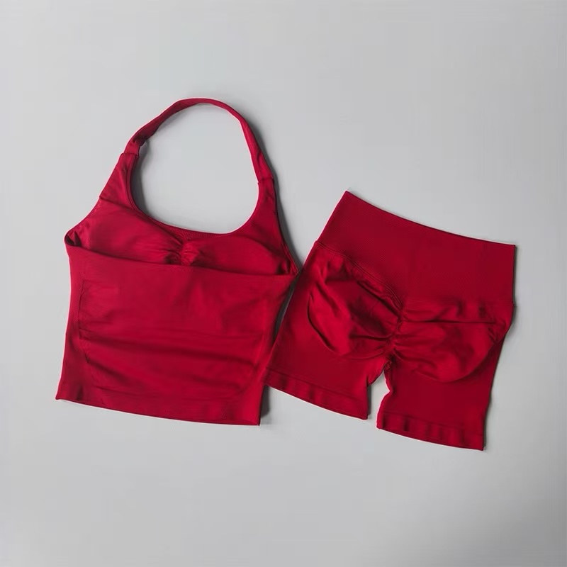 2PCs Peach High Waist Belly Hi - Yoga Fitness Kit ulasan dan harga