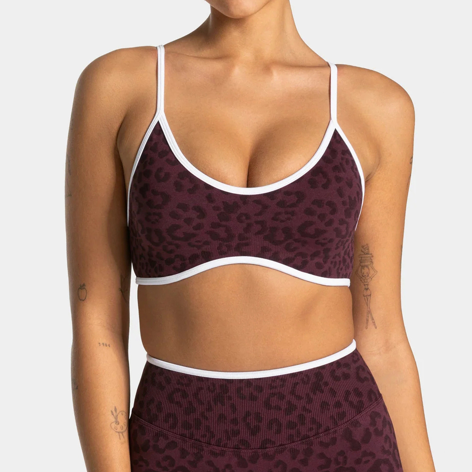Leopard Print Color-Block Bra  - Yoga Blocks ulasan dan harga