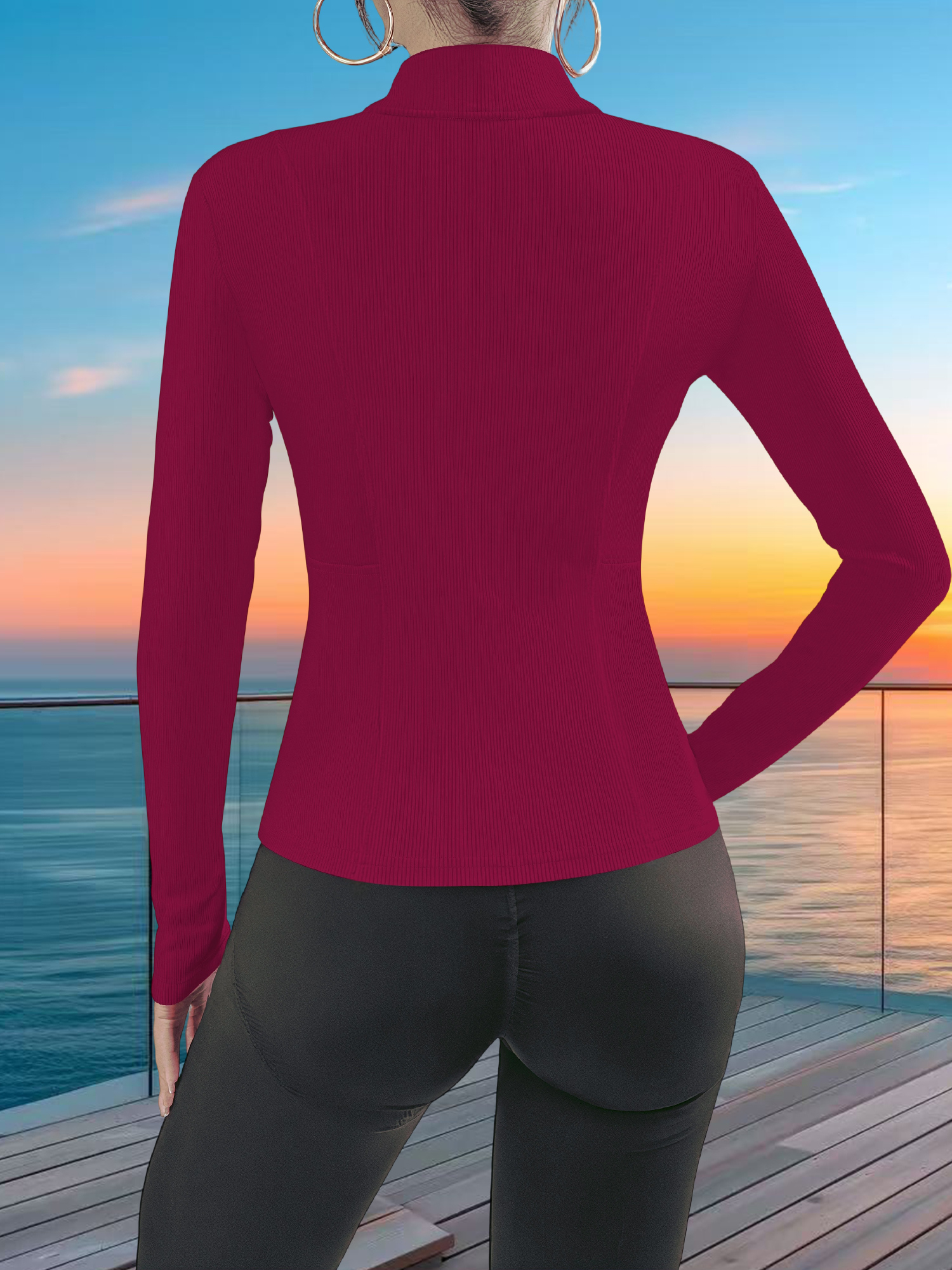 Stretchy Rib Knit Zip-Up Athle - Yoga & Fitness With Faye The Well Being Studio Abbots Langley ulasan dan harga