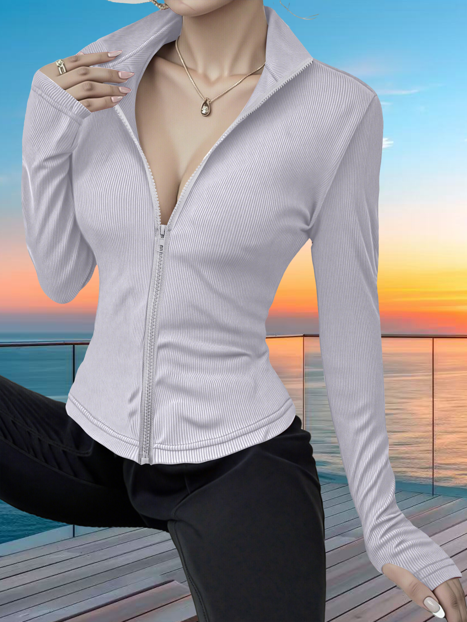 Stretchy Rib Knit Zip-Up Athle - Yoga & Fitness With Faye The Well Being Studio Abbots Langley ulasan dan harga