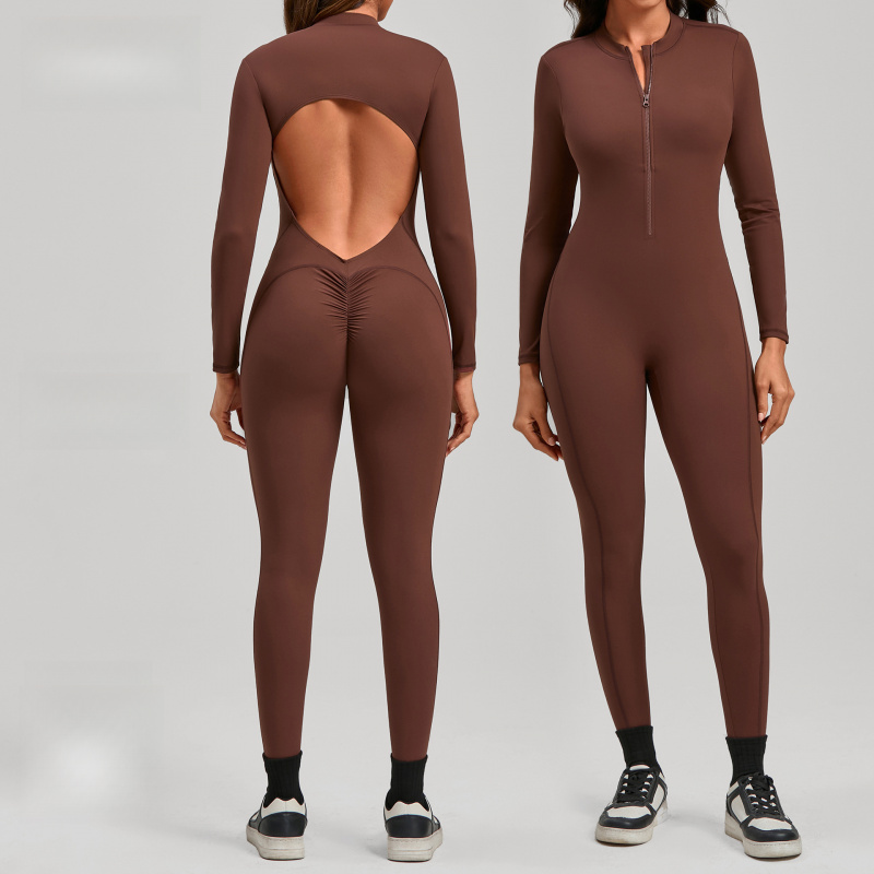 Zippered Long Sleeve Nude Feel - Yoga Fitness Outfit ulasan dan harga