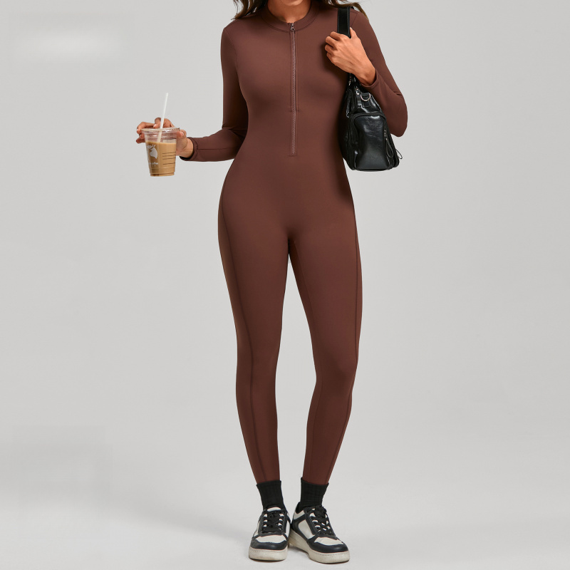 Zippered Long Sleeve Nude Feel - Yoga Fitness Outfit ulasan dan harga