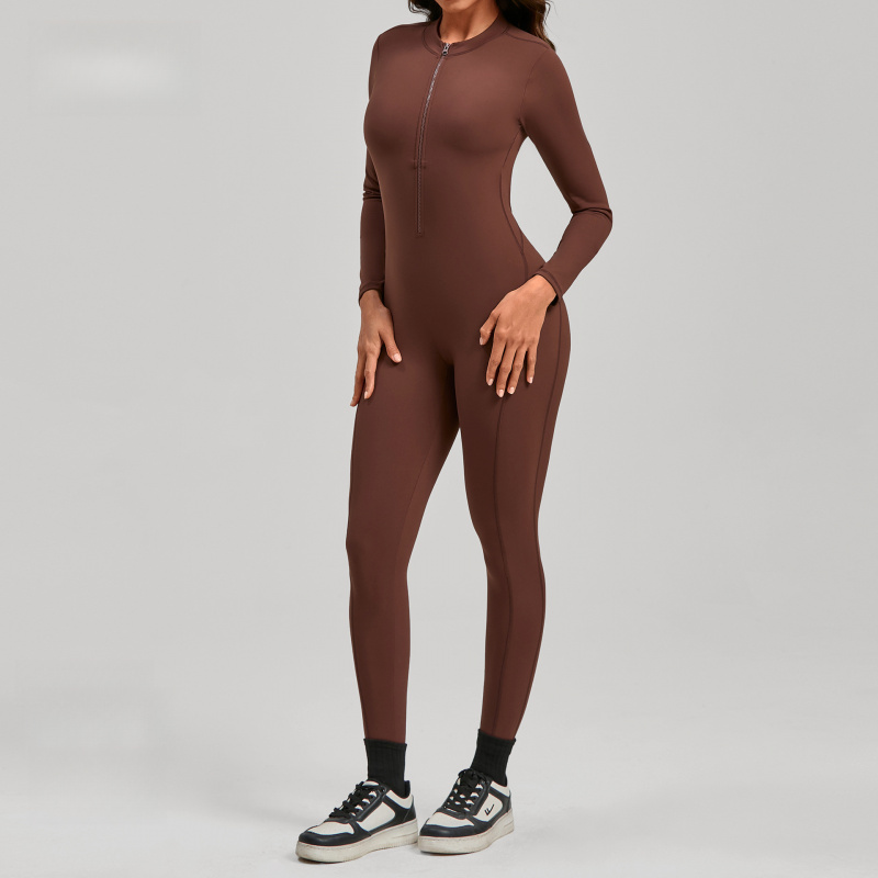 Zippered Long Sleeve Nude Feel - Yoga Fitness Outfit ulasan dan harga