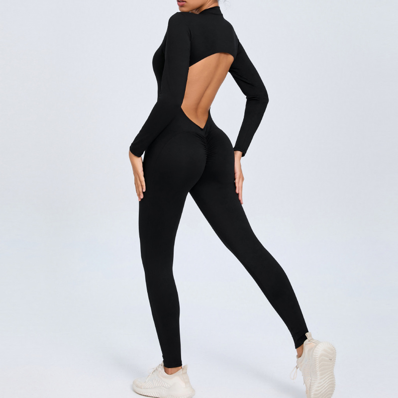 Zippered Long Sleeve Nude Feel - Yoga Fitness Outfit ulasan dan harga