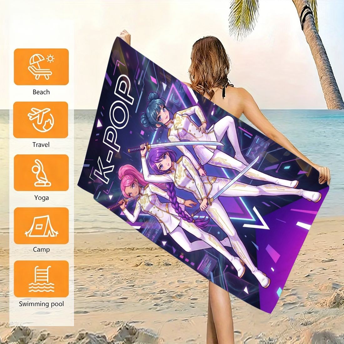K-POP Style Beach Towel Girl G - Yoga Fitness Group ulasan dan harga